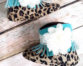 Leopard Baby Booties, Fringe baby boots, Turquoise and Leopard, Booties, Baby Moccasin Boots, Baby Fringe Booties, Lace Booties, Boho Chic