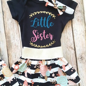 Big Sister Little Sister Matching Outfits, Sister Outfits, Matching Dresses, Pink Teal Black and Gold, Little Sister, Big Sister Outfit