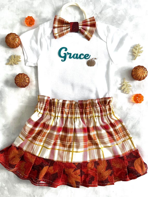 Girl's Thanksgiving Outfit, Baby Girl Thanksgiving Outfit, Blue