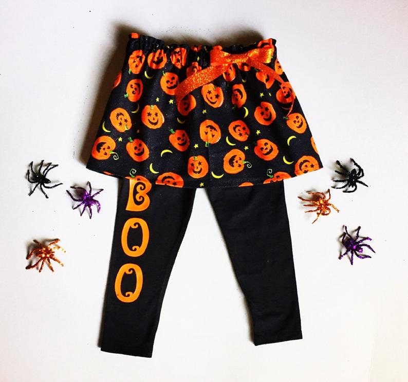 Halloween Leggings Girl/'s Halloween pants Orange and black Leggings Baby Halloween pants toddler girl Halloween pants Boo Pants