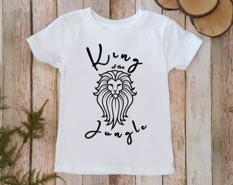 Boy's Birthday Shirt, King of the Jungle, Jungle Themed Baby Bodysuit, Lion Shirt, Girl's Birthday Shirt, Personalized, Jungle Theme