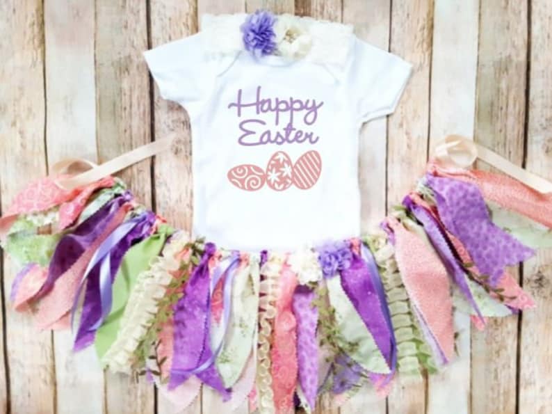 Happy Girl/'s Easter Outfit Pink Purple Easter Egg Hunt Easter Tutu Peach Light Green Baby Girl Easter Outfit Egg Hunt Easter Egg