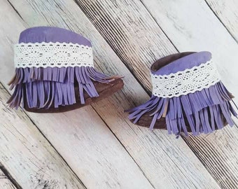 Purple Fringe Baby Boots, Cowgirl Booties, Baby Moccasin Boots, Baby Fringe Booties, Purple Baby Boots, Lace, New Baby Gift, Baby Shower