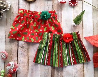 Girl's Christmas Skirt, Christmas Skirt, Red and Green Skirt, Toddler Girl's Christmas Skirt, Baby Girl Skirt, Christmas Tree Skirt, Stripes