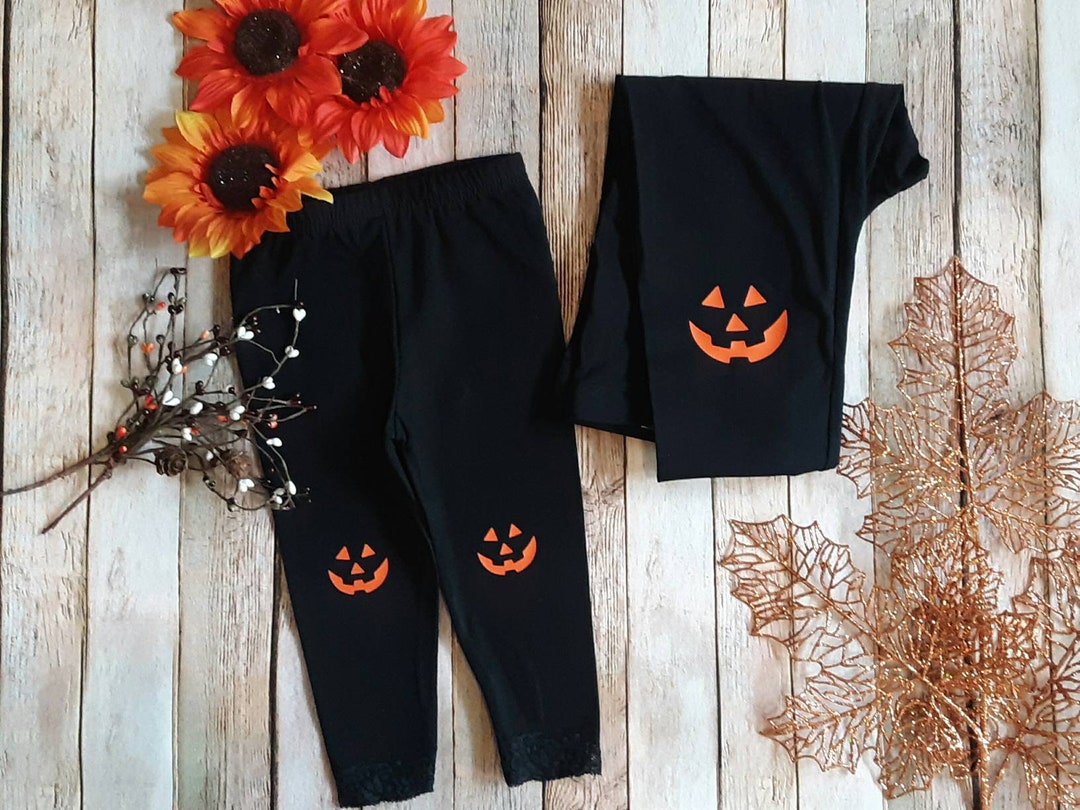 Jackolantern Pants Halloween Leggings Girl's Halloween Etsy