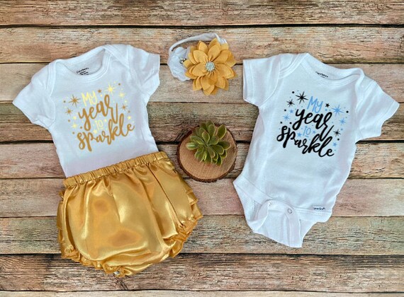 Il mio primo capodanno, Il primo capodanno del bambino, Oro, Nero, Body per  il capodanno del bambino, Bambino, Bambina, Felice anno nuovo, Primo,