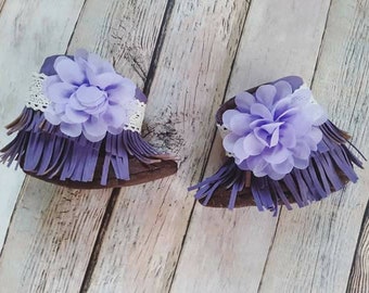 Purple Fringe Baby Boots, Cowgirl Booties, Baby Moccasin Boots, Baby Fringe Booties, Purple Baby Boots, Lace, New Baby Gift, Baby Shower