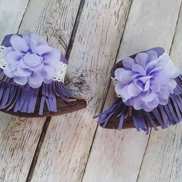 Purple Fringe Baby Boots, Cowgirl Booties, Baby Moccasin Boots, Baby Fringe Booties, Purple Baby Boots, Lace, New Baby Gift, Baby Shower