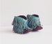 Turquoise Baby Boots, Baby Western Booties Shabby Chic Fringe Turquoise and Brown Western Boots, Cowboy Boots, Baby Moccasin Fringe Boots 