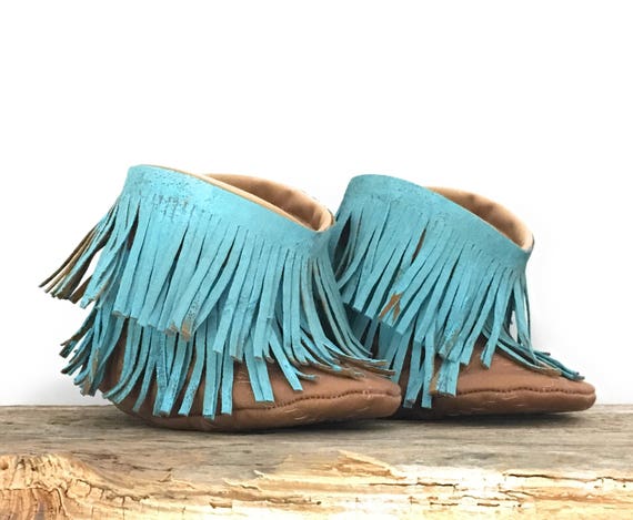 turquoise fringe booties