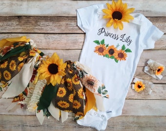 Birthday Girl Outfit, Sunflower Birthday Outfit, Sunflower Birthday Girl Outfit, It&#39;s My First Birthday, Sunflowers, Tutu, First Birthday