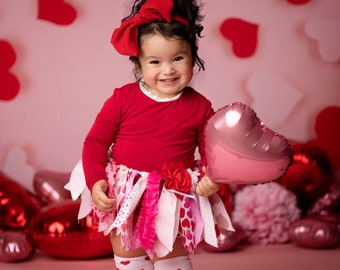 Valentine's Day Tutu, Baby Tutu, Toddler Tutu, Girl's Tutu, Baby Girl Tutu, Pink Tutu, Fabric Tutu, Hearts Tutu, Heart Tutu, Valentine's Day