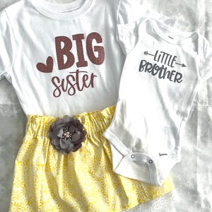 Big Sister Little Brother Outfit, Big Sister outfit, Little Brother Outfit, Mauve, Dusty, Pink, Gray, New Baby Gift, sibling set, baby gift