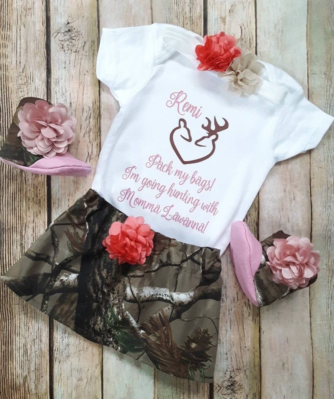 Pack My Bags I'm Going Hunting With Daddy, Camouflage Baby Girl