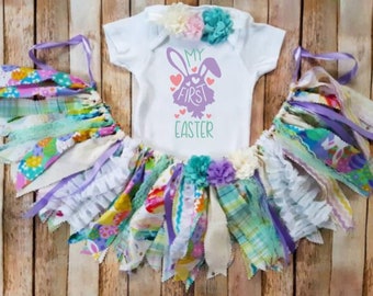 Girl's Easter Outfit, Easter Egg Hunt, Baby Girl Easter Outfit, Easter Tutu, Pink, Purple, Light Green, Peach, Easter Egg, Egg Hunt, Chick