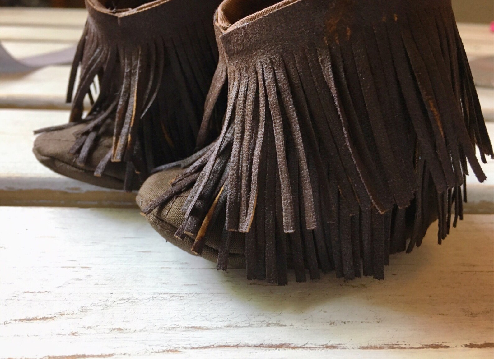 Baby Fringe Boots Baby Moccasin Boots Chocolate Brown Baby Etsy