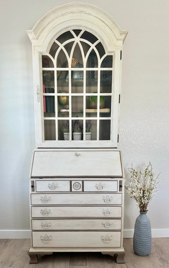 Secretary Desk secretary China Cabinet painted Secretary Desk farmhouse Hutch kitchen Hutch cabinet Etsy