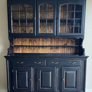 Farmhouse hutch buffet/Vintage hutch /black hutch/French country/modern farmhouse/China cabinet