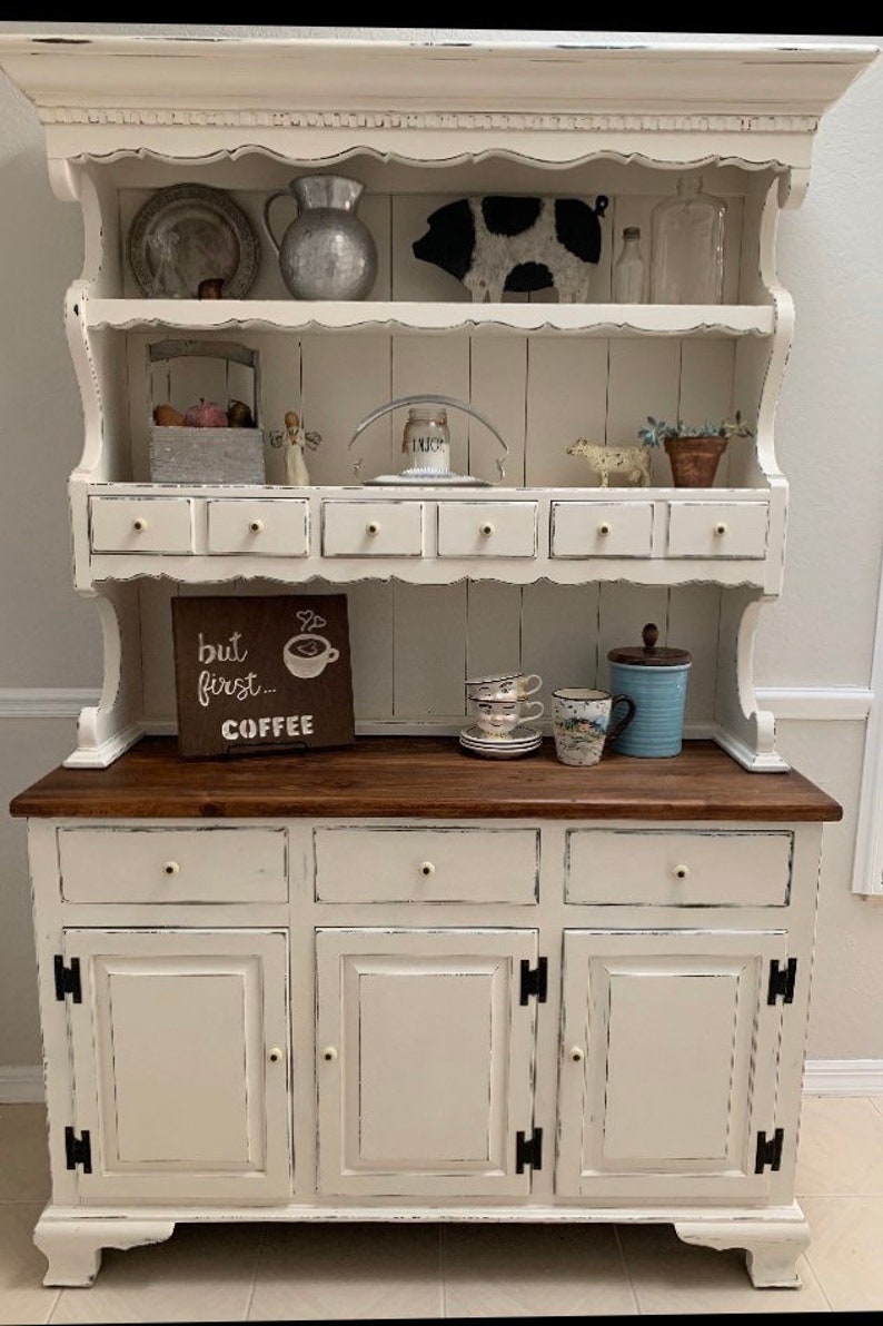 Farmhouse hutch/kitchen hutch/rustic hutch/country Etsy