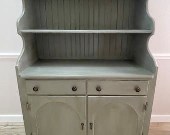 Farmhouse/Country/Cottage/Rustic kitchen hutch/kitchen cabinet/storage/buffet/china cabinet/breakfront/green hutch