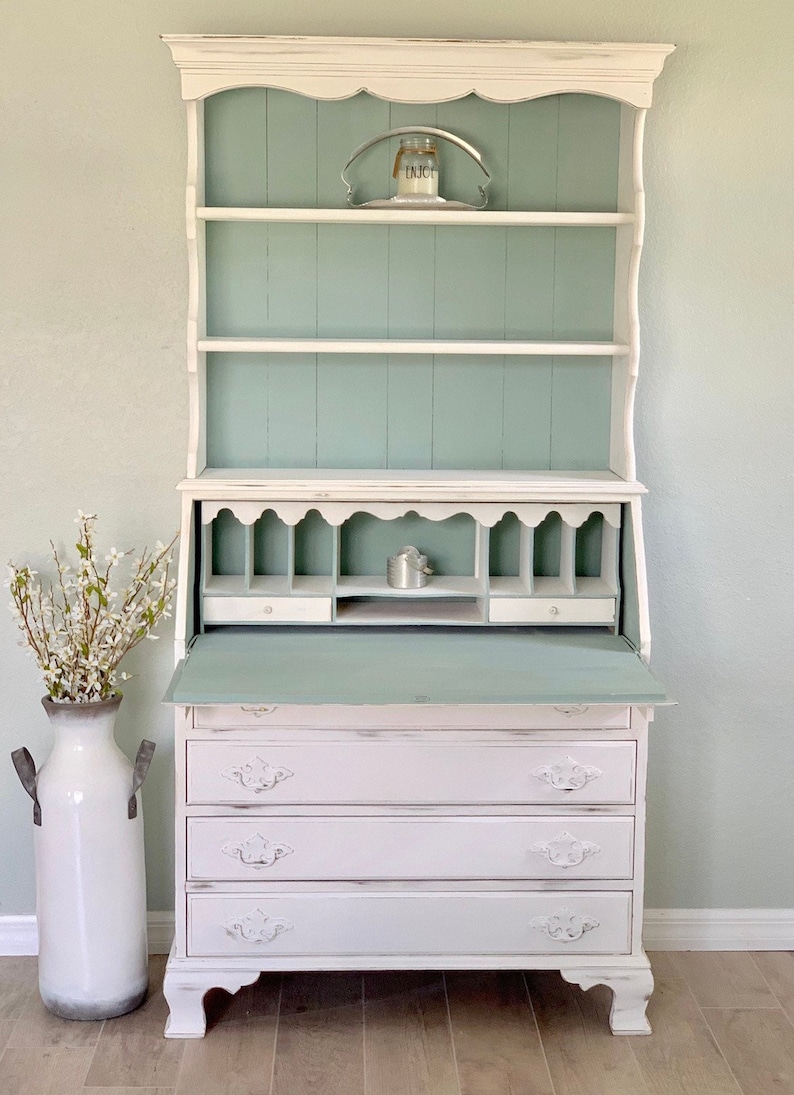 Beach Cottage Secretary Desk/vintage Secretary Desk/farmhouse Etsy