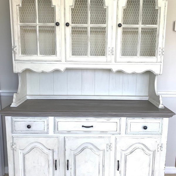 Vintage Hutch/Farmhouse hutch/buffet country cabinet/kichen cabinet/white hutch/breakfront SOLD EXAMPLE ONLY