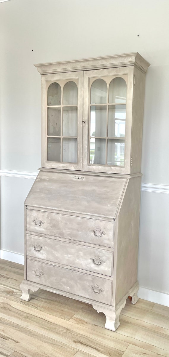 Vintage antique Mahogany Secretary Desk hutch french Country Hand Painted With Annie Sloan Products Etsy