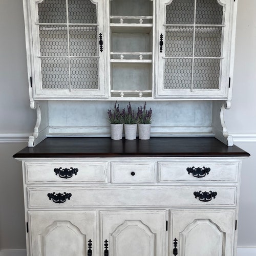 SOLD Classy Graphite Farmhouse China Hutch With Etsy