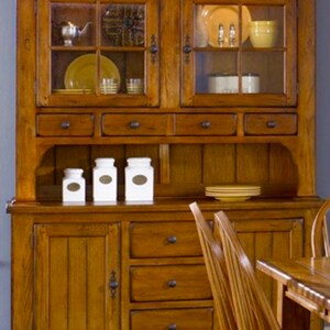 French country hutch cabinet/farmhouse hutch/modern farmhouse/ welsh sideboard/ breakfront/distressed wood hutch/shaker hutch image 9