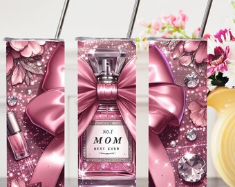 Handmade Mother's Day Stainless Steel Tumbler: Pink Perfume Design