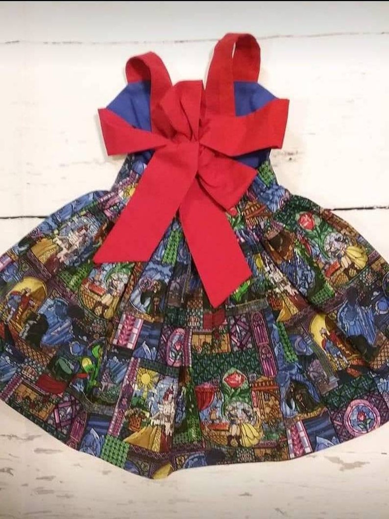 Dress with Print Twirl Dress for toddlers and girls Toddler and Girls Beauty and the Beast Dress Little girls Beauty Print Dress beauty