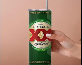 Dos Equis xx Lager inspired drinking tumbler stainless steel
