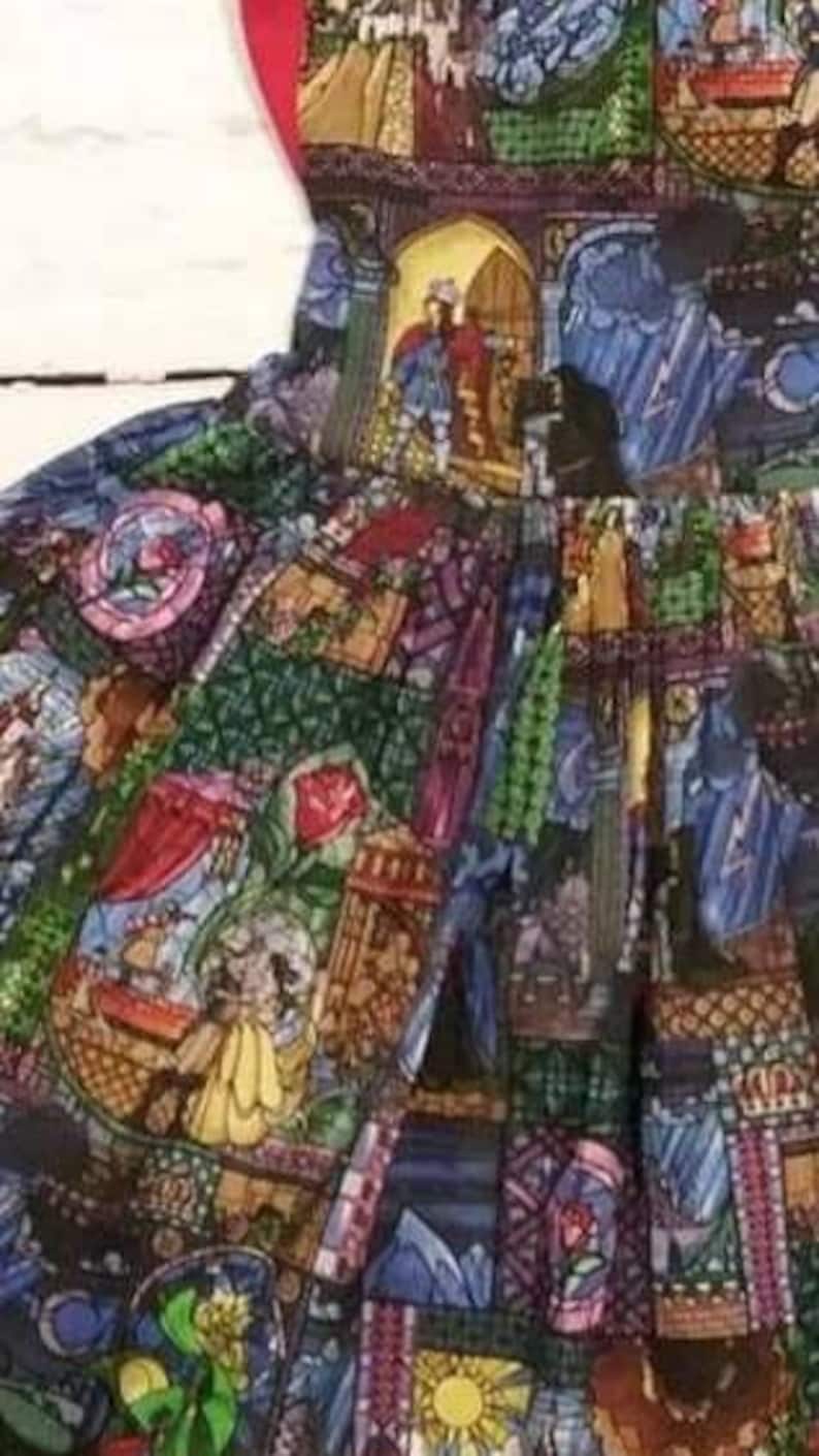 Dress with Print Twirl Dress for toddlers and girls Toddler and Girls Beauty and the Beast Dress Little girls Beauty Print Dress beauty