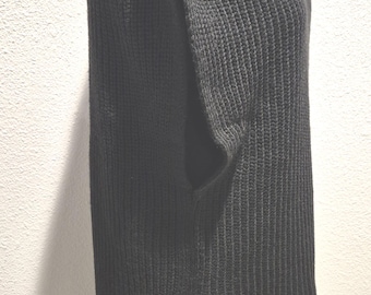 Black High Neck Knit Sweater | Short Sleeve High-Low Pullover