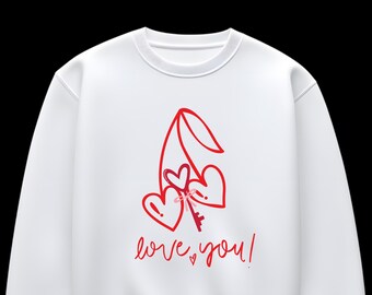 Pink Love You Sweatshirt – Heart & Key Graphic Crewneck