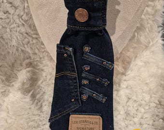 Handcrafted Blue Jean Denim Statement Tie Necklace – Light & Dark Denim Styles