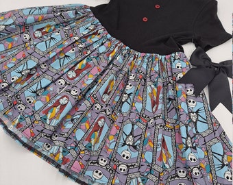 Girls' Halloween Dress: Jack and Sally 'Nightmare Before Christmas' Cotton Dress