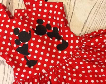 Girls' Disney Minnie Mouse Dress, Red Polka Dot Cotton