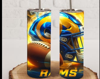 Rams Inspired Football Tumbler  20oz  Game Day  Football Helmet Sublimation • Sports