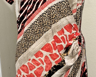 Womens Multicolor Knit Wrap Dress: Party Causal Church