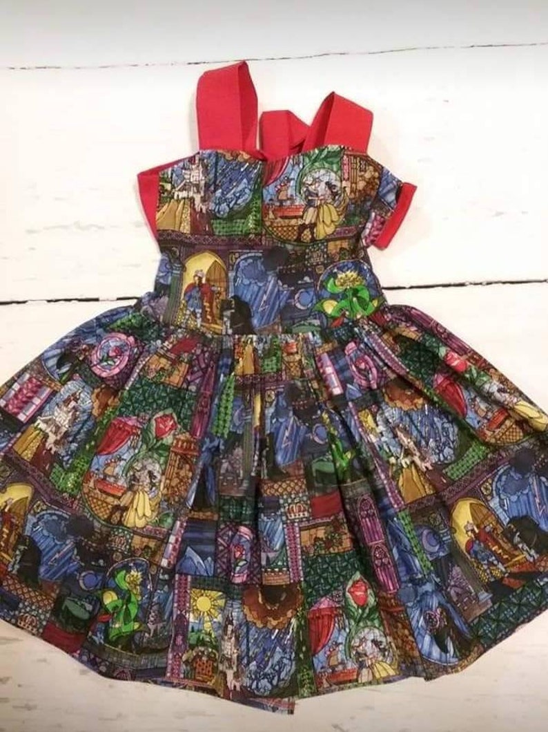 Dress with Print Twirl Dress for toddlers and girls Toddler and Girls Beauty and the Beast Dress Little girls Beauty Print Dress beauty