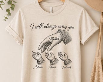 Personalized Mother Hands T-Shirt, Custom Kids Names Tee, Memorial Gift
