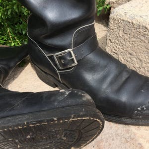 VietNaM ERa BLacK LeaTHeR MoTo BiKeR BooTs USA 1970's MoD coMBaT biKeR ruGGeD huNtiNg ridiNg MoToRcYCLe MecHaNic BooTs image 2