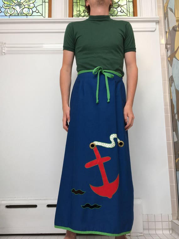 Vintage 60s 70s bohemian silk patchwork wrap style maxi skirt SZ 6 main image 0
