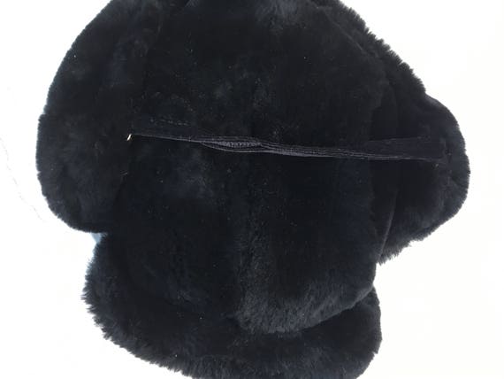 BLACK REAL SHEARLING SHERPA LAMBSKIN HAT WITH BRIM The Kelowna Shearling Sheepskin Hat in Black: FurHatWorld.com main image 4