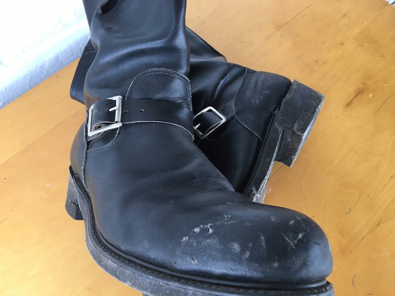 VietNaM ERa BLacK LeaTHeR MoTo BiKeR BooTs USA 1970's MoD coMBaT biKeR ruGGeD huNtiNg ridiNg MoToRcYCLe MecHaNic BooTs image 7