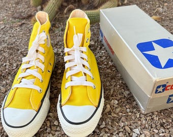 Vintage Converse All Star Chuck Taylor USA Yellow Hi-tops Canvas