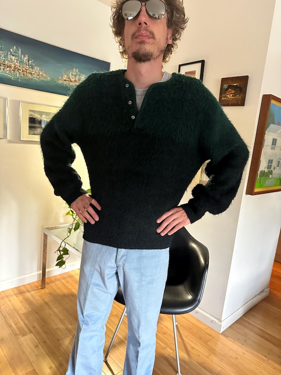 1960's Mohair + Wool College Henley Preppy Campus Fraternity