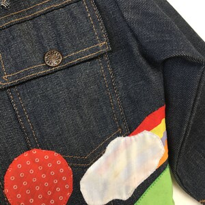 1970's MoD ArT KiDs JEaN JacKeT EmBRoiDeReD APPLiQue GRaiNy DeNiM sHiRt SToRy JacKeT USA image 6