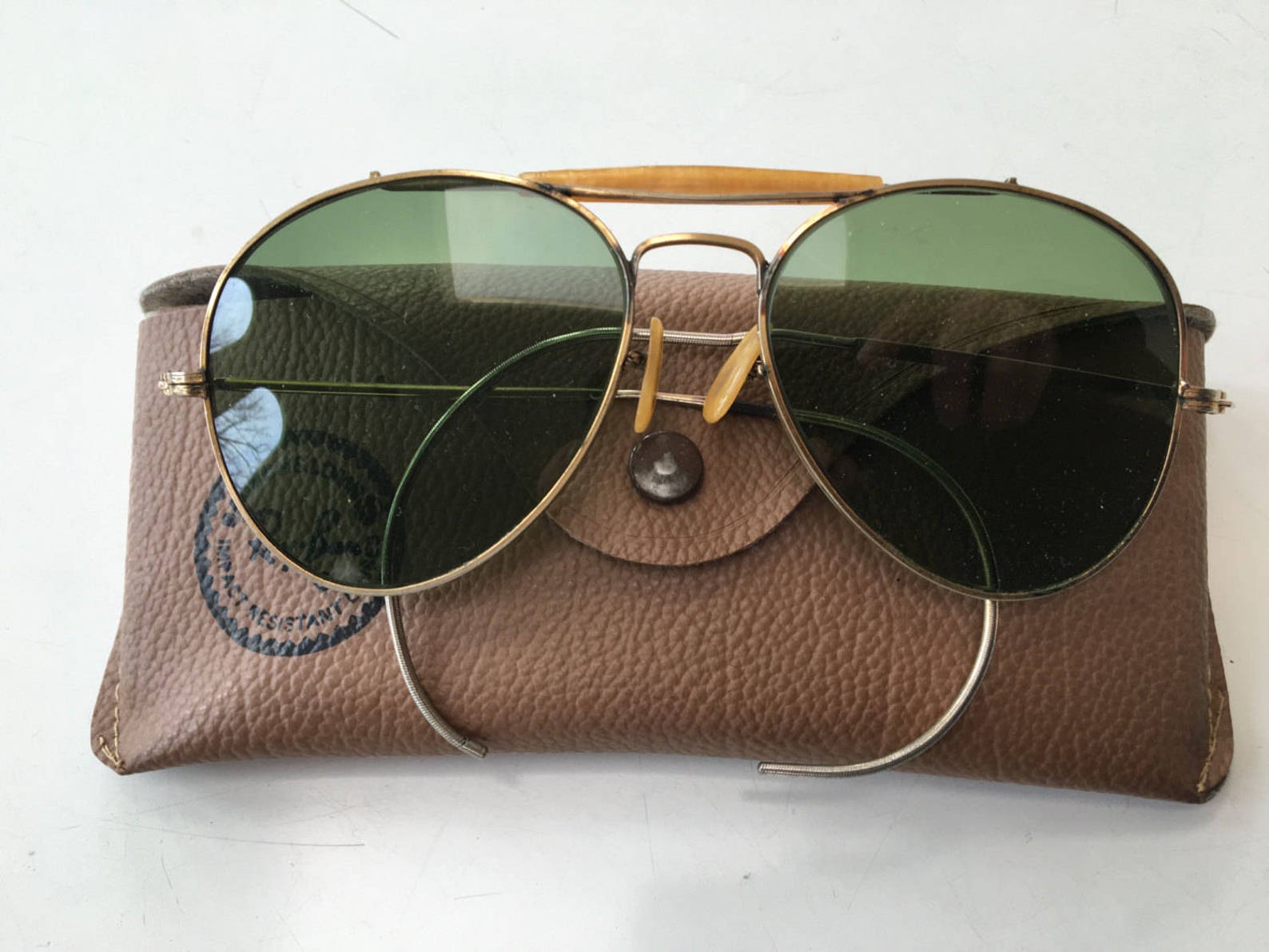 WW II Aviator Pilot Sunglasses Vintage 1940's Gold Frame Etsy